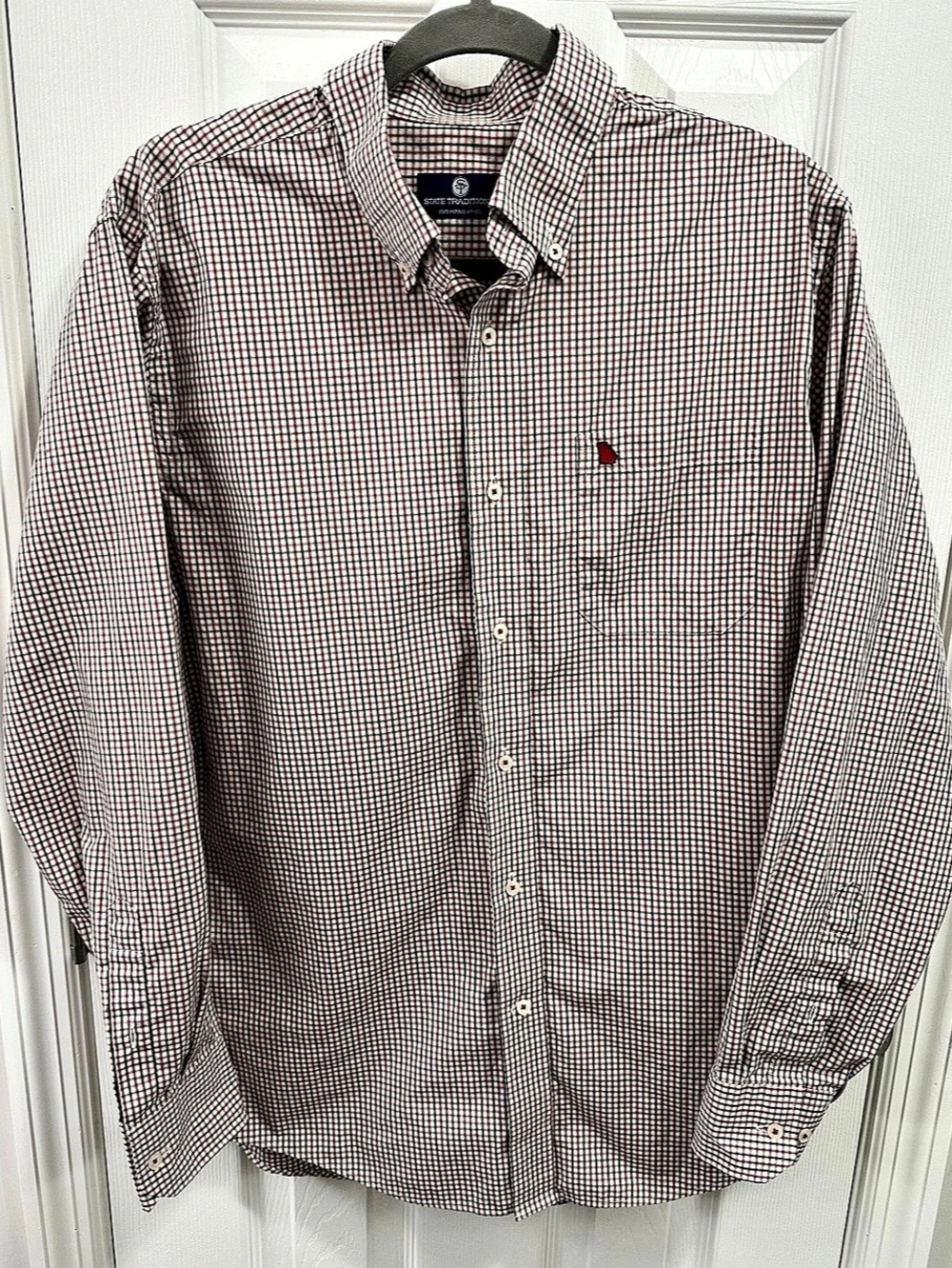 State Traditions Georgia Men's Gingham Button Down Size Medium Like New
